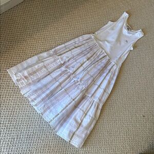 Burberry White Tank Dress with Beige Classic Check Tiered Bottom